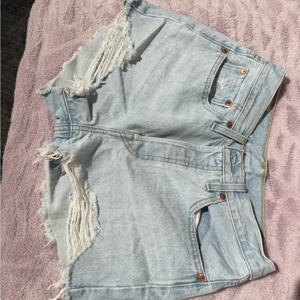 Levi's Blue Distressed Jean Shorts